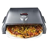 ACTIVA Pizza Box 2020, Edelstahl Pizzaaufsatz ca. 44,5 x 13 x 35,5 cm, BBQ-Pizzaofen mit Temperaturanzeige für Holzkohlegrills und Gasgrills, Pizzaofen mit Pizzastein ca. 33,5 x 27,5 cm